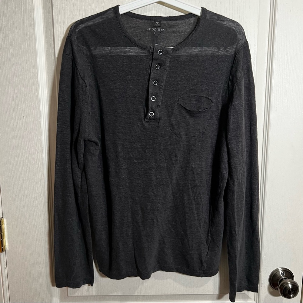 Acid Burn Wash Dark Grey Long Sleeve Shirt